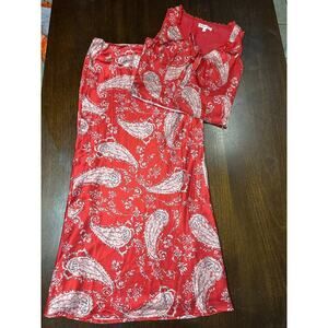 Western Y2K Coquette Babydoll Top Skirt Set Women Small Lace Paisley Boho Silky